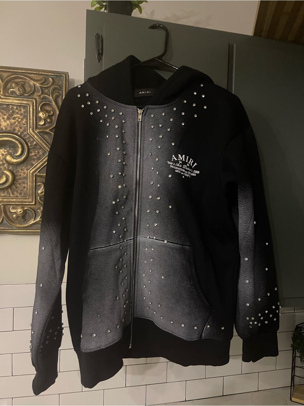 AMIRI Black Studded Zip-Front Hoodie Jacket